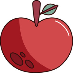 Bright and Fresh Cartoon Apple Illustration in Flat Style
