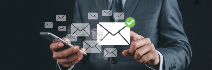 A person interacts with email notifications on a smartphone.