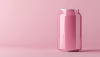 Pink beverage can on pink background
