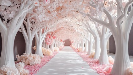 A romantic, pastel-pink aisle