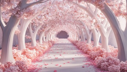 Pastel pink cherry blossom tunnel