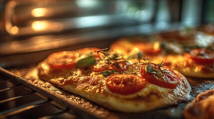 Hot Italian pizza baking