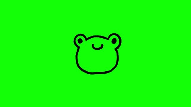 4K motion graphic animation of frog icon. Frame by frame animation of frog icon on chroma key green screen background.