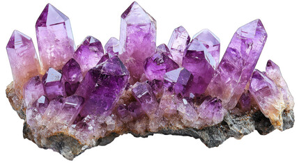 Fototapeta premium Amethyst cluster with varied crystal sizes