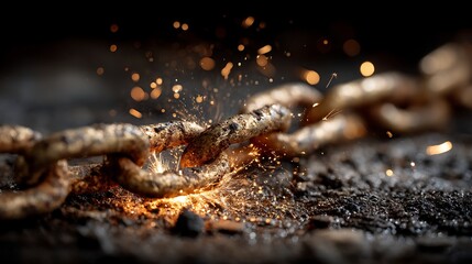 Metal Chain Sparks on Ground