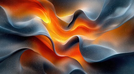 Obraz premium Abstract swirling forms of orange and gray, textured with specks