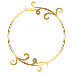 Gold ornamental round vector frame 02