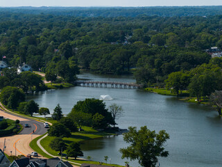 Fototapeta premium Aerial View of Scenic Lake in Asbury Park NJ