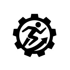 Abstract logo icon for sports event such as marathon or triathlon showing motion and speed on transparent background
