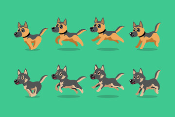 Naklejka premium Vector cartoon character german shepherd dog running step