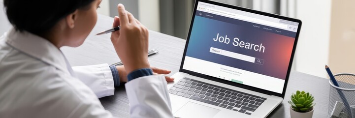 Person looking for a job online.