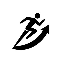 Marathon runner and triathlon runner arrow icon on transparent background representing endurance sports competition and athletic achievement
