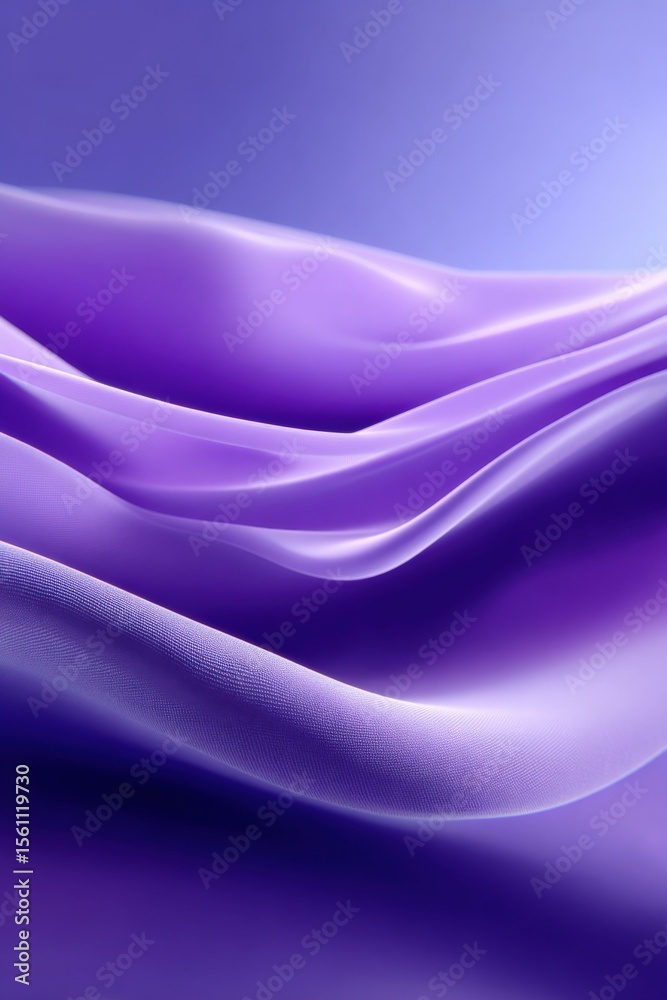 Aufkleber abstract flowing silky fabric in vibrant purple and blue hues with smooth curves and soft gradients 