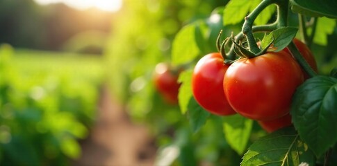Ripe Tomatoes and Herbs Thrive Under the Tuscan Sun A Vibrant Italian Farm Scene