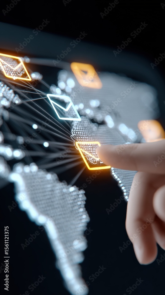 Aufkleber High Technology Digital Network Connections Global Communications Concept with Internet Security Data Flow and Innovation