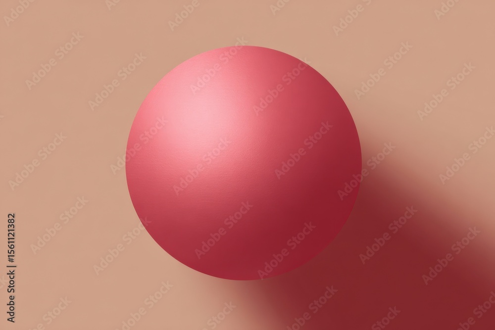 Aufkleber Minimalist Concept of a Pink Sphere with Shadow on a Soft Peach Background in Modern Abstract Style