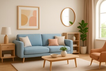 modern minimalist living room with sofa