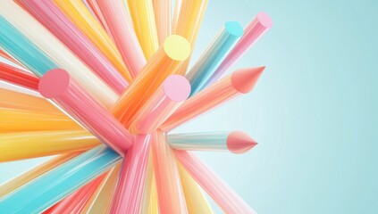 Colorful clustered pencils radiate outwards