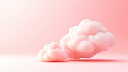 Pastel pink background with fluffy clouds