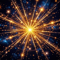 Fototapeta premium Glowing Golden Starburst with Radiant Light on Dark Background