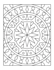 Mandala Coloring Pages For Adults, Black & White, Line Art, Illustration, Vector Art, Coloring Pages, Coloring Book
