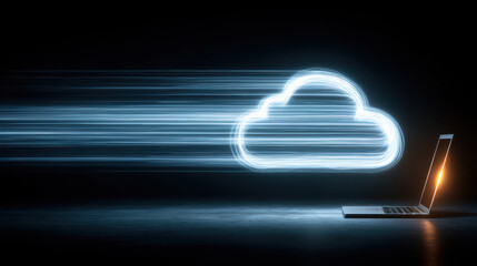 Digital cloud technology laptop data transfer connectivity modern abstract speed innovation technology