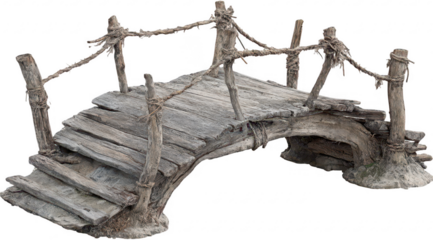 Rustic wooden arched bridge