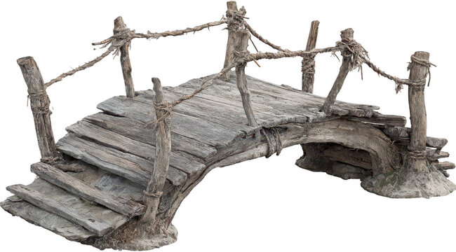 Fototapeta Rustic wooden arched bridge
