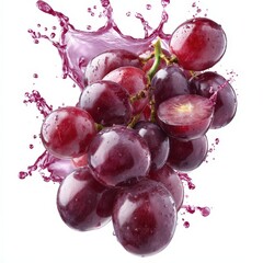 Fresh Red Grapes Splashing Juice Burst Healthy Fruit Vitamins Delicious Food