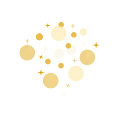 Golden bokeh confetti cluster with sparkles, ideal for festive decorations and invitations.
