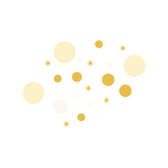 Golden bokeh confetti cluster with sparkles, ideal for festive decorations and invitations.
