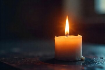 A flickering candle flame, symbolizing hope, faith, and spiritual devotion Perfect for religious, spiritual, or meditation themes The warm glow evokes peace and tranquility , chapel, spirit, wax