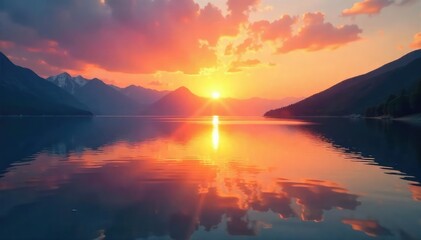 Serene sunrise over tranquil water, reflecting a hopeful, peaceful dawn Perfect for meditation, mindfulness, and spiritual well-being imagery , ocean, harmony, dawn