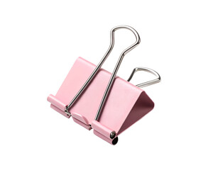 pink binder clip isolated on white
