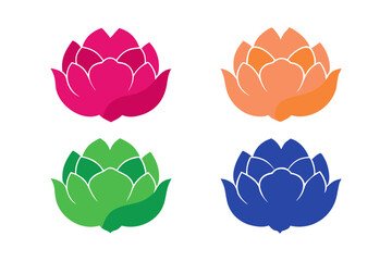 set of Peony icon vector silhouette illustration isolated on white background