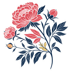 Peony vector silhouette illustration isolated on white background