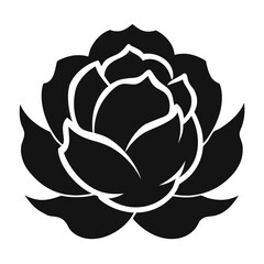 Peony vector silhouette illustration isolated on white background