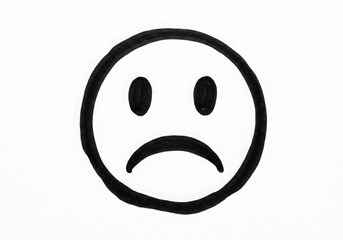 Fototapeta premium A simple drawing of a sad face emoticon isolated on white background