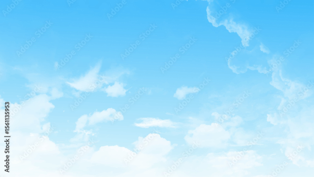 Poster Background with clouds on blue sky. Vector background. Natural view of clear blue sky and clouds, clouds with background. 