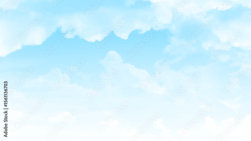 Poster Background with clouds on blue sky. Vector background. 