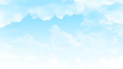 Background with clouds on blue sky. Vector background. 