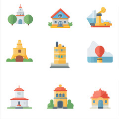 Obraz premium 2D Flat icon Construction & Architecture Icons isolated in White Background