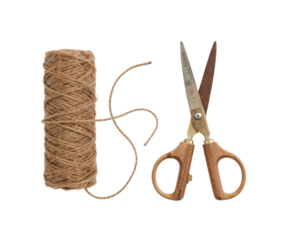 Vintage Craft Still Life, A Spool of Brown Twine and Antique Scissors, Symbolizing Handmade Creativity