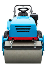 Compact vibratory roller for asphalt paving isolated on a transparent background