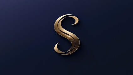 Naklejka premium Gold letter 'S' on dark navy backdrop. Elegant, stylized, 3D design