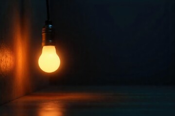 A single, small light bulb illuminates a dark room, symbolizing hope and resilience in challenging times The soft glow offers a sense of calm and possibility , strength, delicate