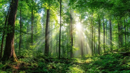 Obraz premium misty morning in the forest