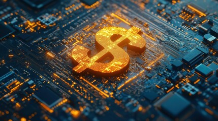 Digital Currency on Circuit Board.