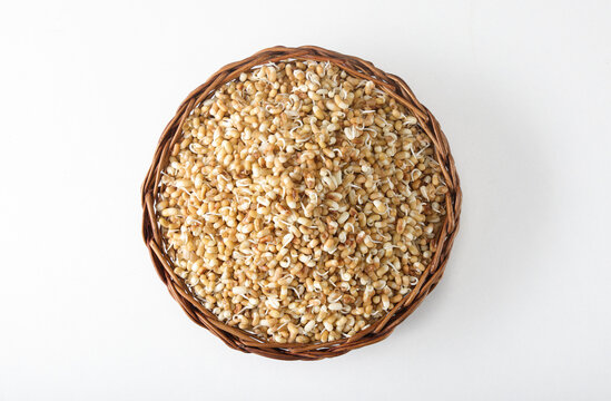 Indian food called Sprouts or Mataki serve in basket isolated on white background 