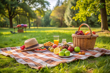 picnic basket with apples